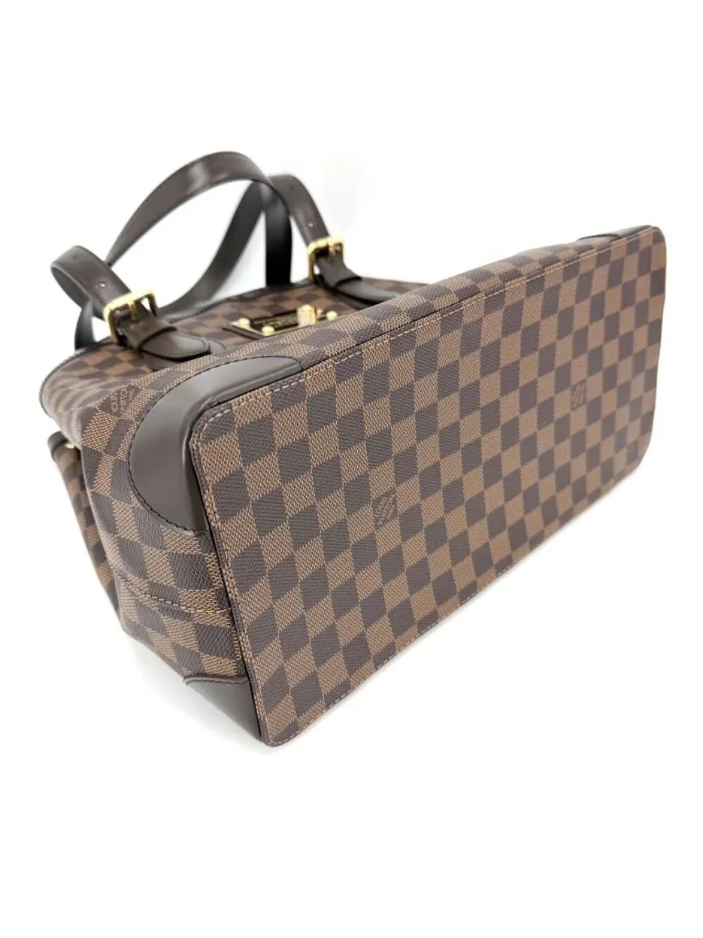 Louis Vuitton Tote Hampstead MM Handbag Shoulder Damier Canvas Brown Gold